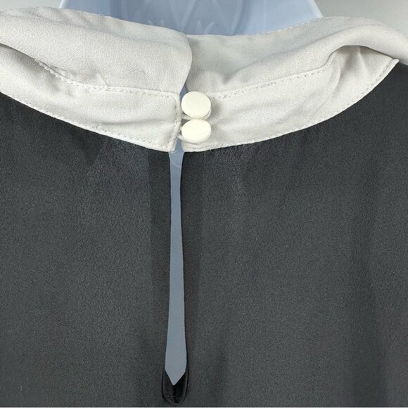 CeCe Women's Short Sleeve Color Blocked Collared Blouse (S) - Picture 7 of 8